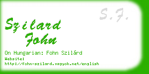 szilard fohn business card